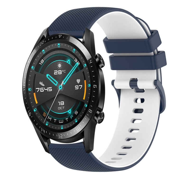 For Huawei Watch 2 20mm Checkered Two-Color Silicone Watch Band