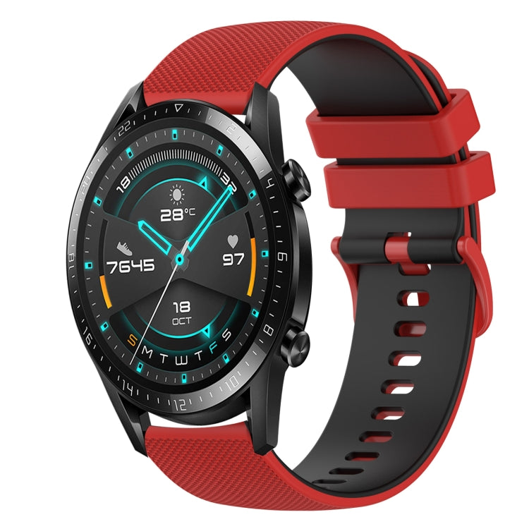 For Huawei Watch 2 20mm Checkered Two-Color Silicone Watch Band