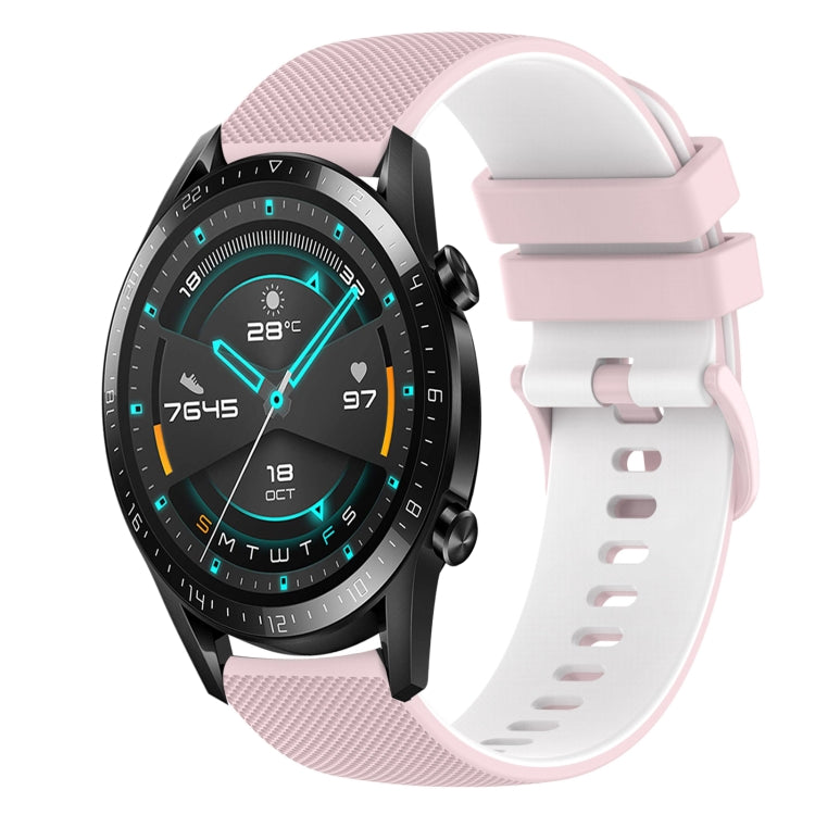 For Huawei Watch 2 20mm Checkered Two-Color Silicone Watch Band