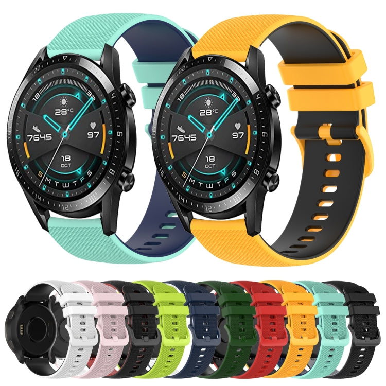 For Huawei Watch 2 20mm Checkered Two-Color Silicone Watch Band