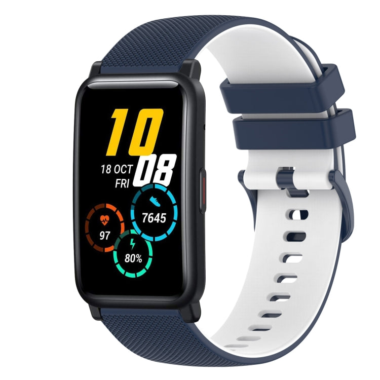 For Honor Watch ES 20mm Checkered Two-Color Silicone Watch Band
