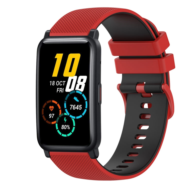 For Honor Watch ES 20mm Checkered Two-Color Silicone Watch Band