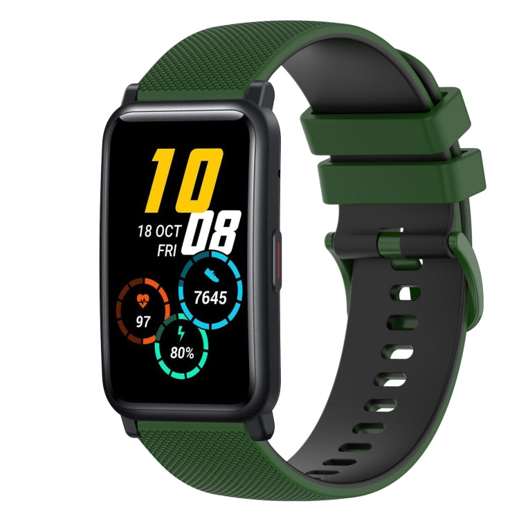 For Honor Watch ES 20mm Checkered Two-Color Silicone Watch Band