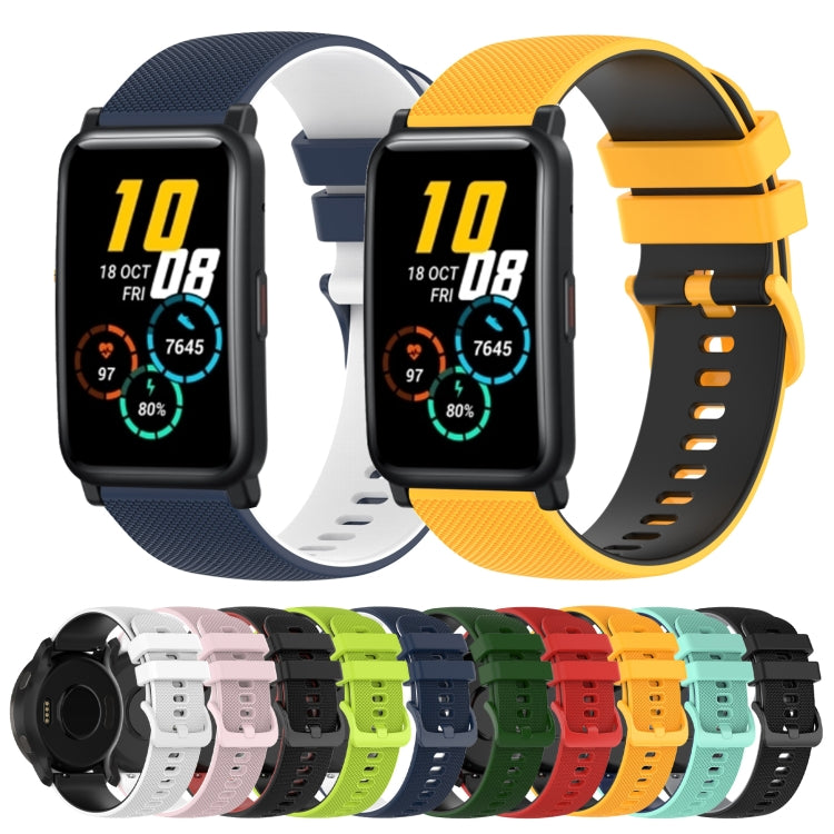 For Honor Watch ES 20mm Checkered Two-Color Silicone Watch Band