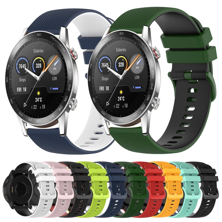 For Honor MagicWatch2 42mm 20mm Checkered Two-Color Silicone Watch Band