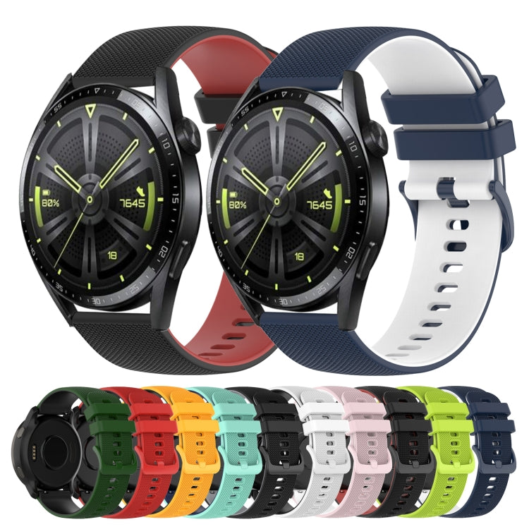 For Huawei Watch GT3 46mm 22mm Checkered Two-Color Silicone Watch Band