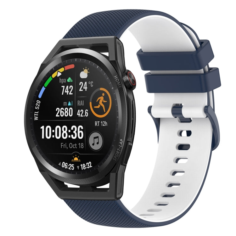 For Huawei Watch GT Runner 22mm Checkered Two-Color Silicone Watch Band