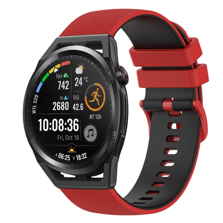 For Huawei Watch GT Runner 22mm Checkered Two-Color Silicone Watch Band
