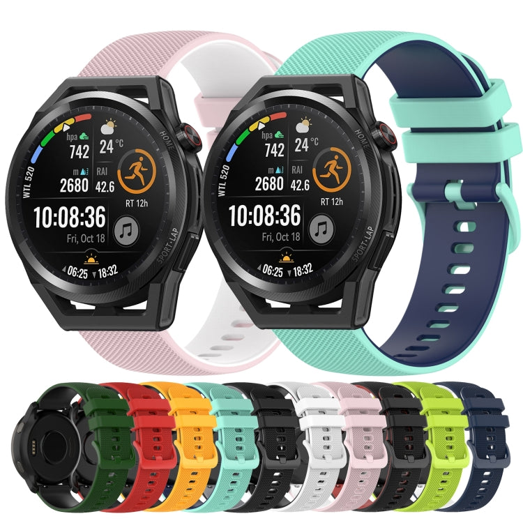 For Huawei Watch GT Runner 22mm Checkered Two-Color Silicone Watch Band