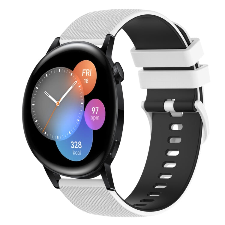 For Huawei Watch 3 22mm Checkered Two-Color Silicone Watch Band