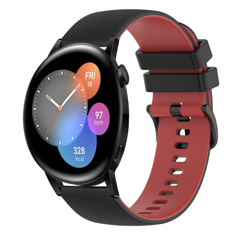 For Huawei Watch 3 22mm Checkered Two-Color Silicone Watch Band