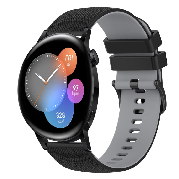For Huawei Watch 3 22mm Checkered Two-Color Silicone Watch Band