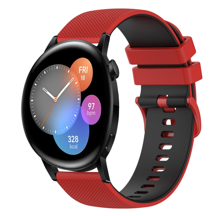 For Huawei Watch 3 22mm Checkered Two-Color Silicone Watch Band