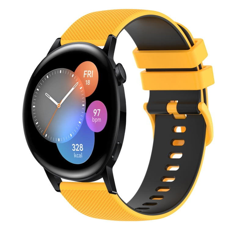 For Huawei Watch 3 22mm Checkered Two-Color Silicone Watch Band