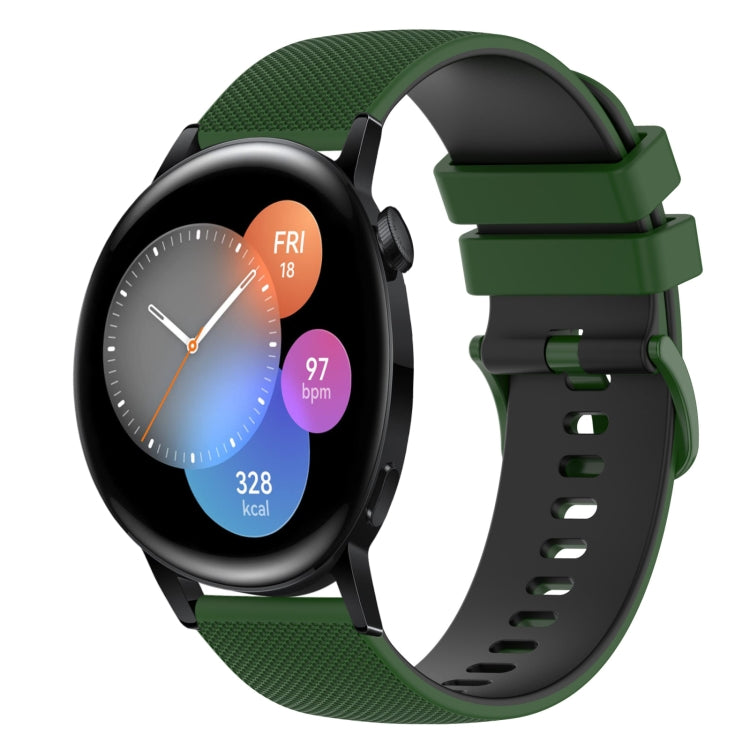 For Huawei Watch 3 22mm Checkered Two-Color Silicone Watch Band