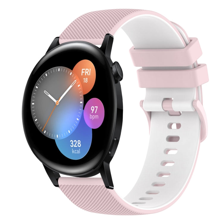 For Huawei Watch 3 22mm Checkered Two-Color Silicone Watch Band