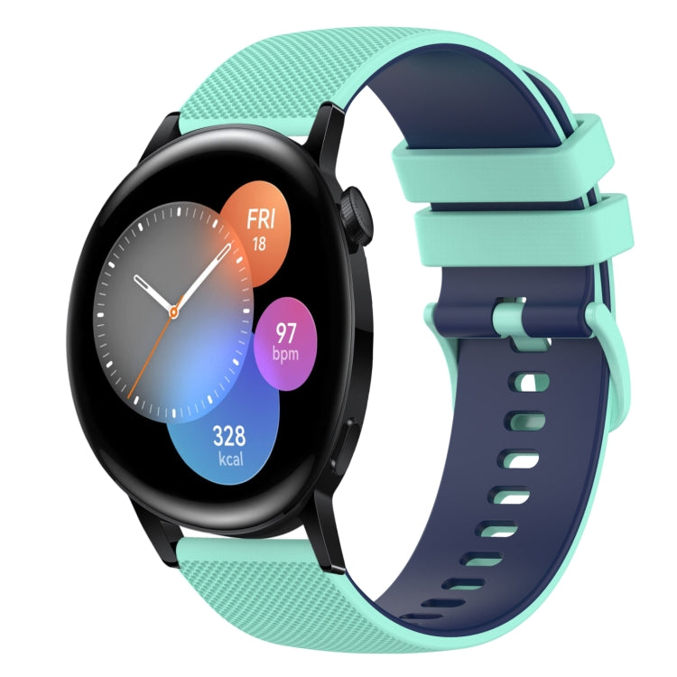 For Huawei Watch 3 22mm Checkered Two-Color Silicone Watch Band