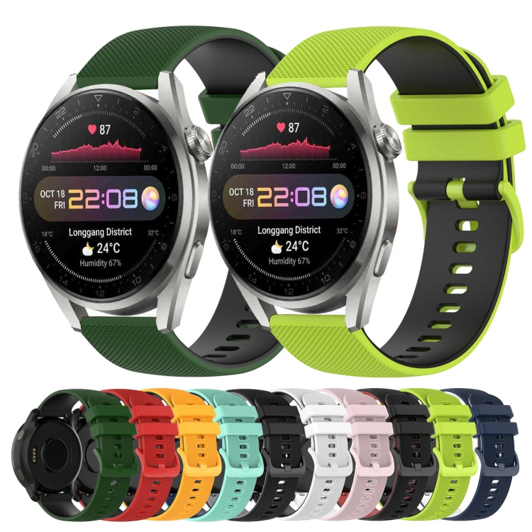 For Huawei Watch 3 22mm Checkered Two-Color Silicone Watch Band
