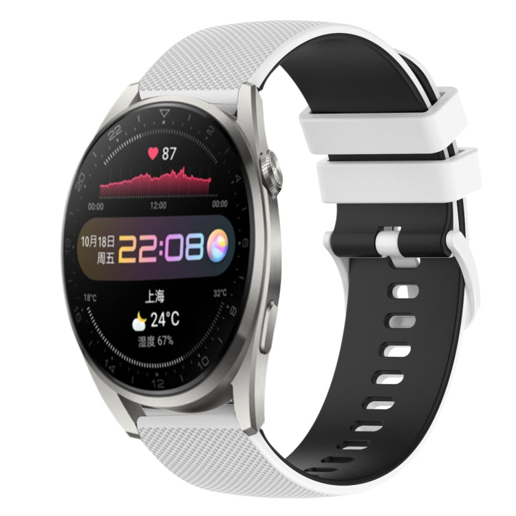 For Huawei Watch 3 Pro 22mm Checkered Two-Color Silicone Watch Band