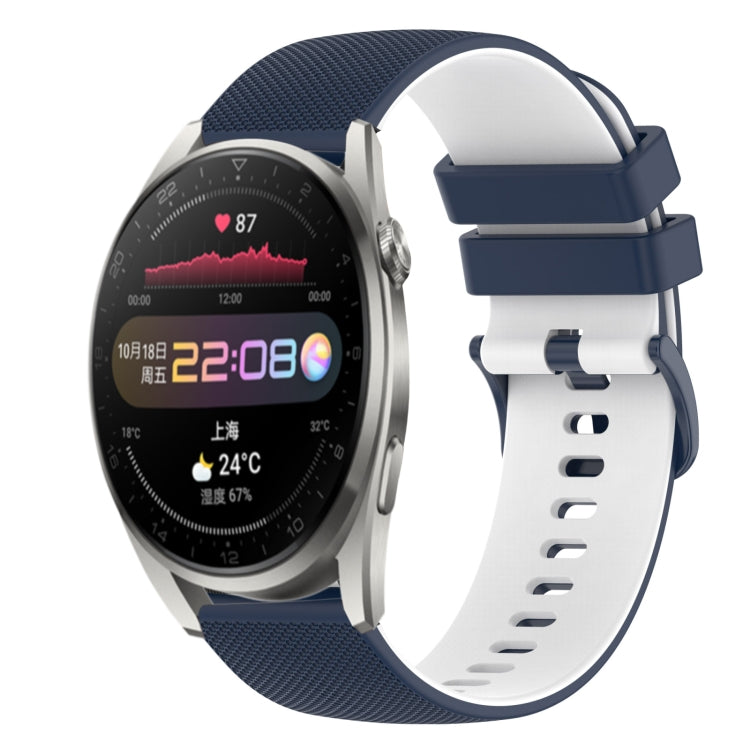 For Huawei Watch 3 Pro 22mm Checkered Two-Color Silicone Watch Band