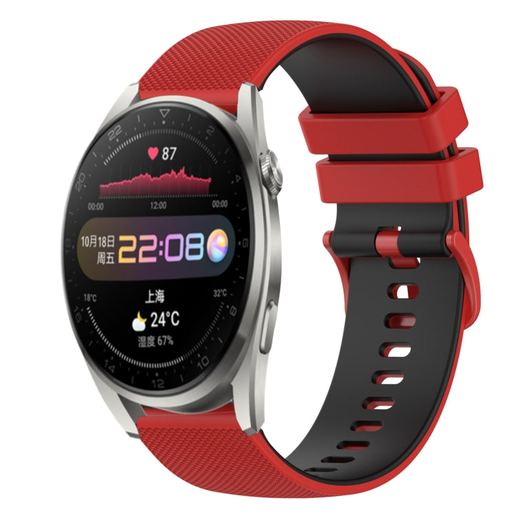For Huawei Watch 3 Pro 22mm Checkered Two-Color Silicone Watch Band