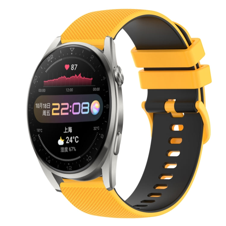 For Huawei Watch 3 Pro 22mm Checkered Two-Color Silicone Watch Band