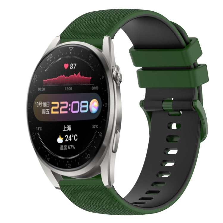 For Huawei Watch 3 Pro 22mm Checkered Two-Color Silicone Watch Band