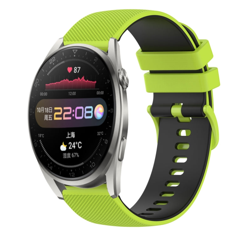 For Huawei Watch 3 Pro 22mm Checkered Two-Color Silicone Watch Band