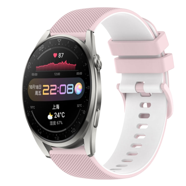 For Huawei Watch 3 Pro 22mm Checkered Two-Color Silicone Watch Band