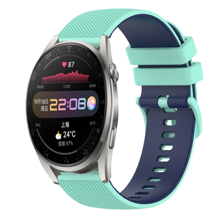 For Huawei Watch 3 Pro 22mm Checkered Two-Color Silicone Watch Band