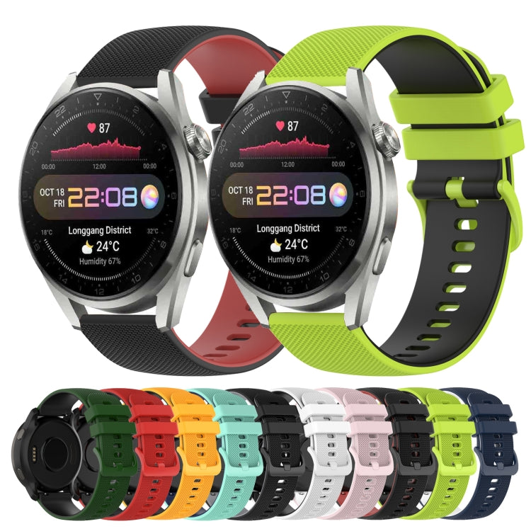 For Huawei Watch 3 Pro 22mm Checkered Two-Color Silicone Watch Band