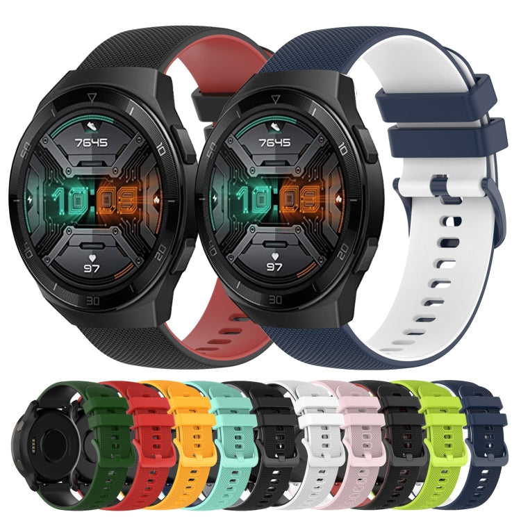 For Huawei Watch GT 2E 22mm Checkered Two-Color Silicone Watch Band