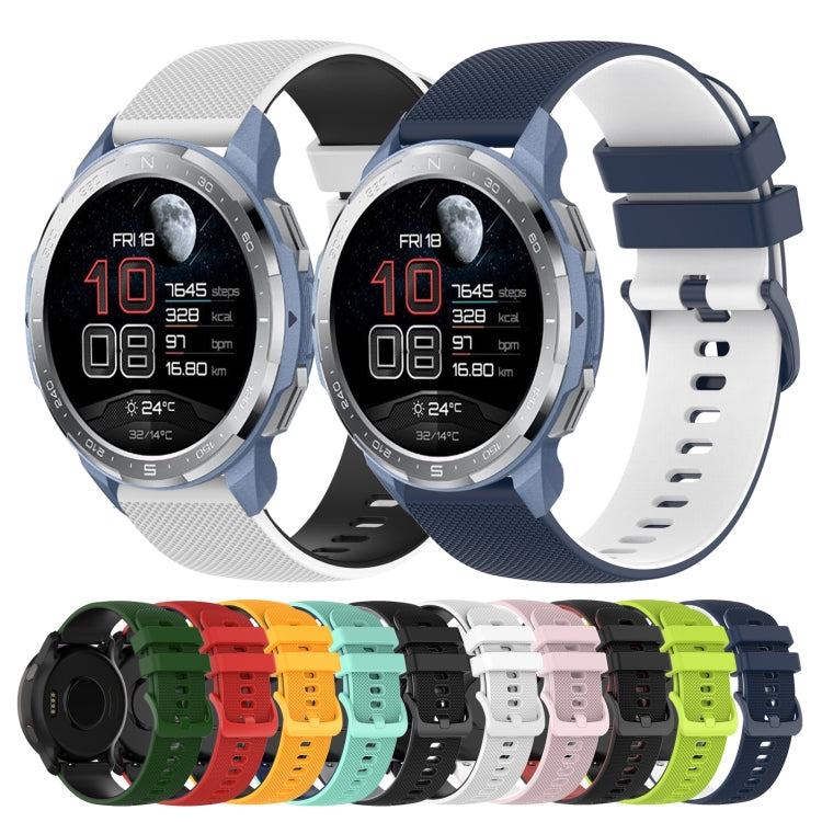 For Honor Watch GS Pro 22mm Checkered Two-Color Silicone Watch Band