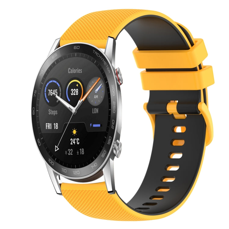 For Honor Magic Watch 2 46mm 22mm Checkered Two-Color Silicone Watch Band
