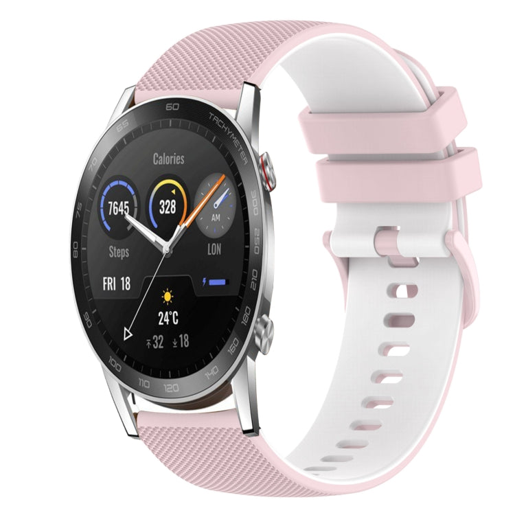 For Honor Magic Watch 2 46mm 22mm Checkered Two-Color Silicone Watch Band