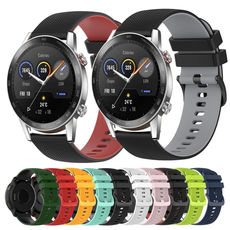For Honor Magic Watch 2 46mm 22mm Checkered Two-Color Silicone Watch Band
