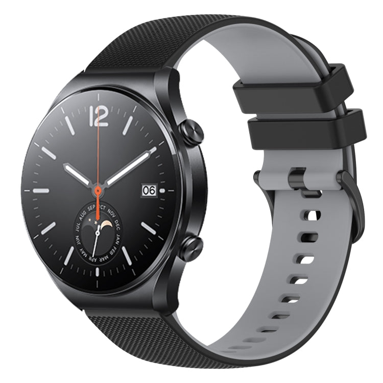 For Xiaomi Watch S1 22mm Checkered Two-Color Silicone Watch Band