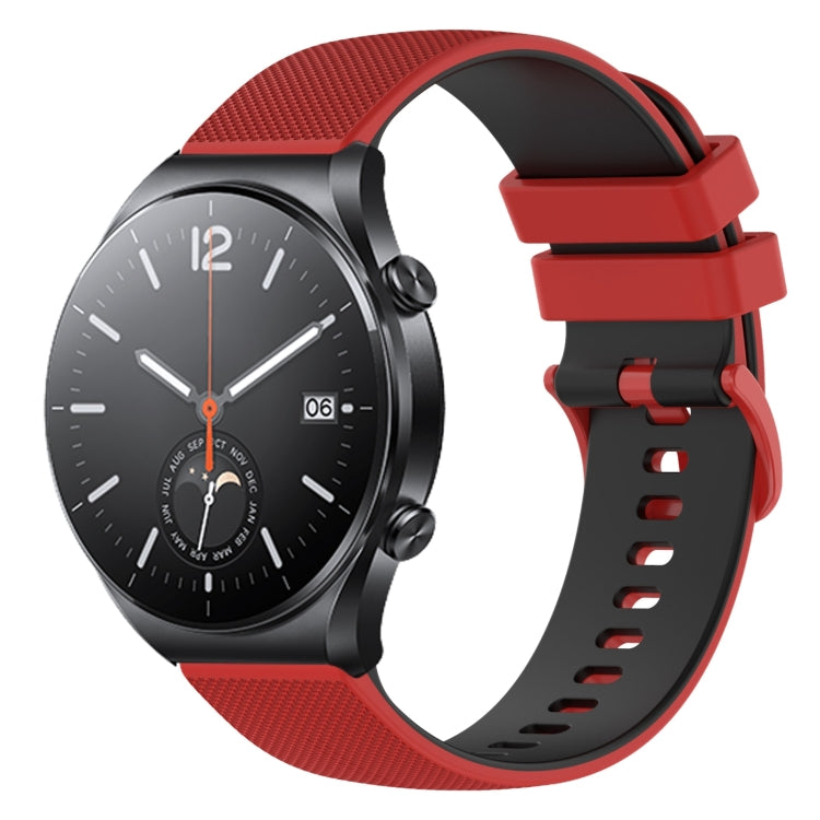 For Xiaomi Watch S1 22mm Checkered Two-Color Silicone Watch Band