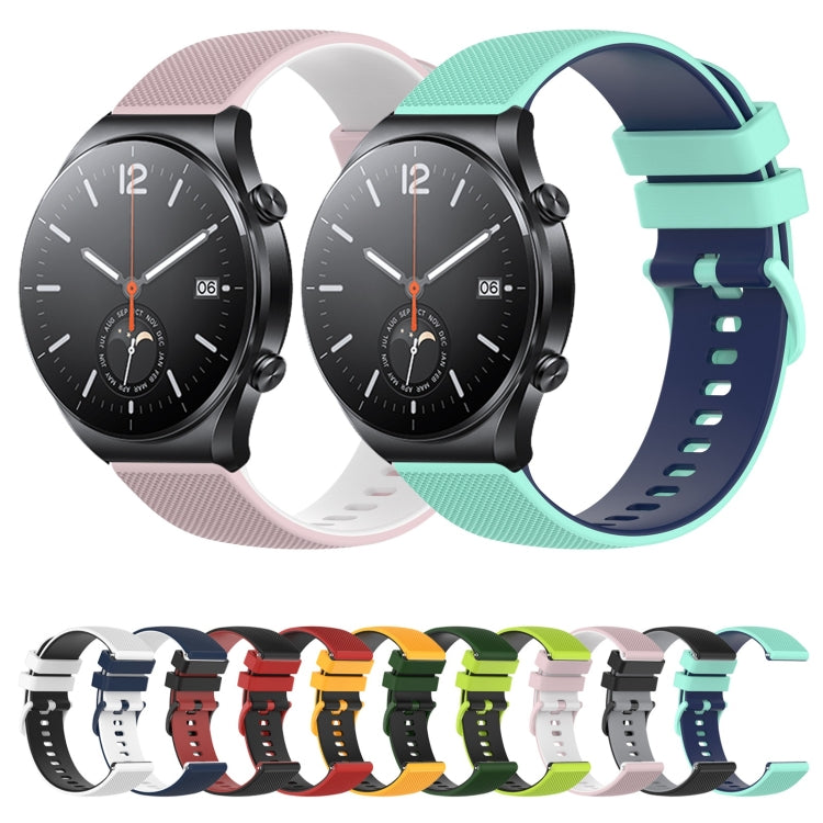 For Xiaomi Watch S1 22mm Checkered Two-Color Silicone Watch Band