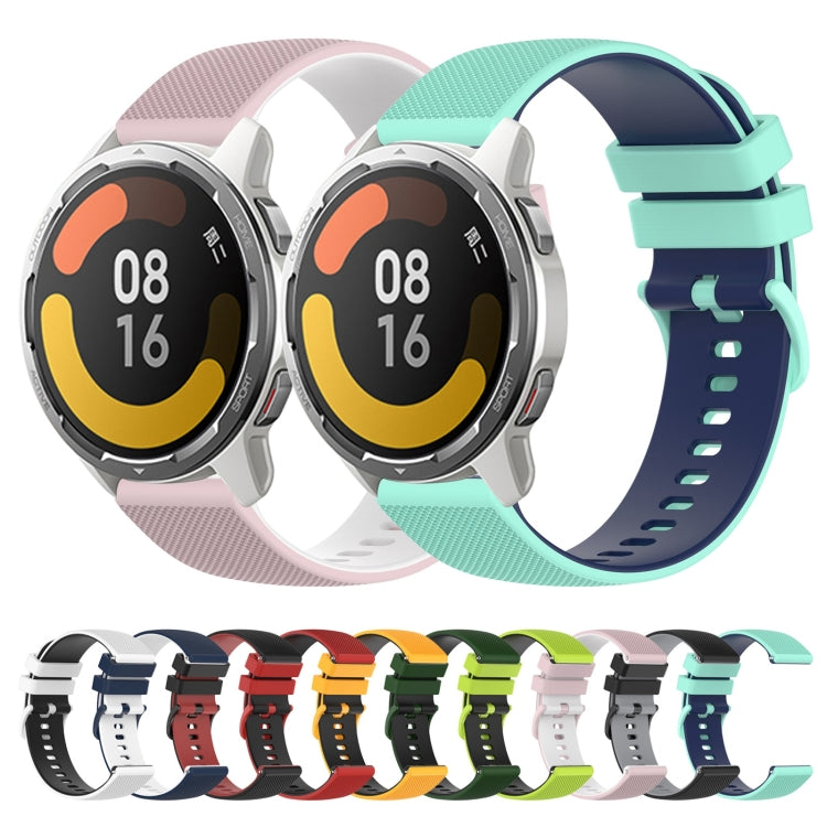 For Xiaomi Watch Color 2 22mm Checkered Two-Color Silicone Watch Band