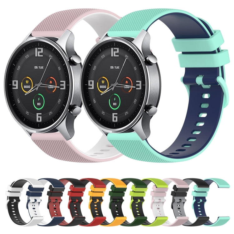 For Xiaomi Watch Color 22mm Checkered Two-Color Silicone Watch Band