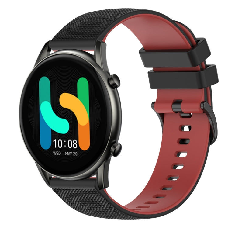 For  Xiaomi Haylou RT2 LS10 22mm Checkered Two-Color Silicone Watch Band