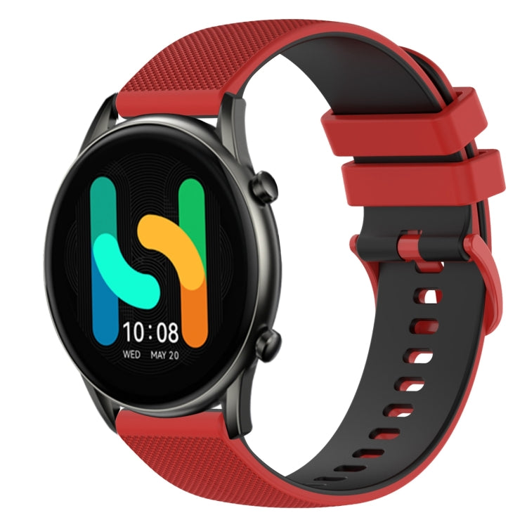 For  Xiaomi Haylou RT2 LS10 22mm Checkered Two-Color Silicone Watch Band