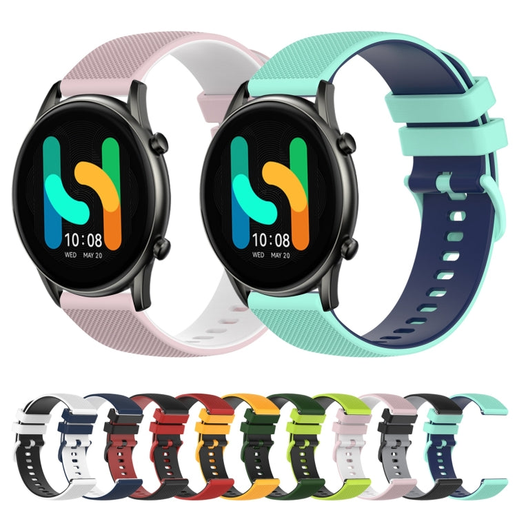For  Xiaomi Haylou RT2 LS10 22mm Checkered Two-Color Silicone Watch Band