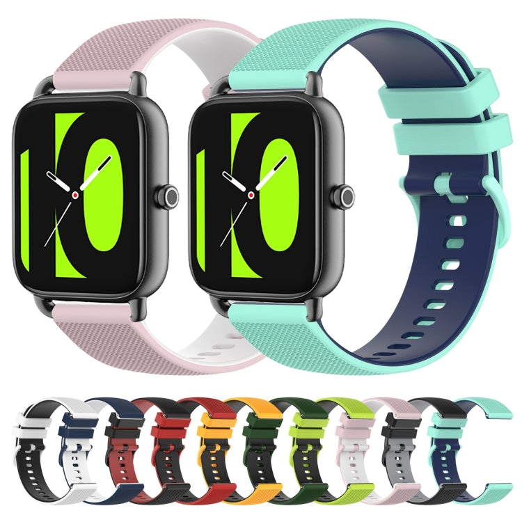For Xiaomi Haylou RS4 LS12 22mm Checkered Two-Color Silicone Watch Band