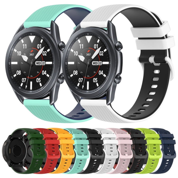 For Samsung Galaxy Watch3 45mm 22mm Checkered Two-Color Silicone Watch Band