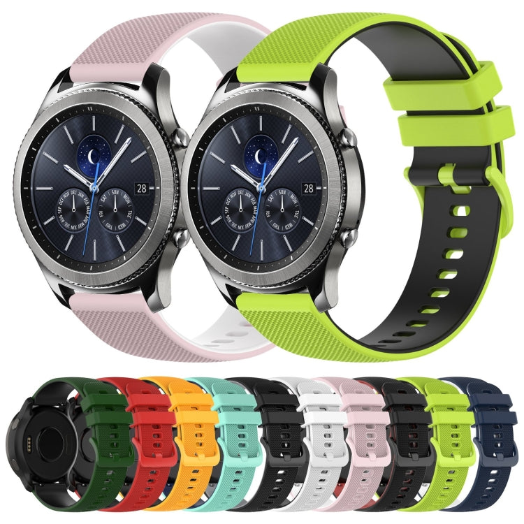 For Samsung Gear S3 Classic 22mm Checkered Two-Color Silicone Watch Band