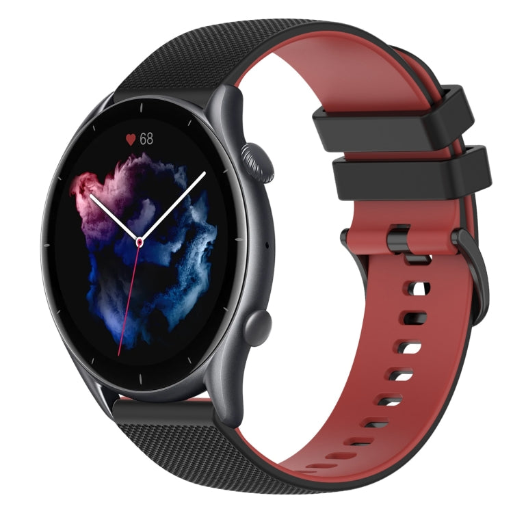 For Amazfit GTR 3 22mm Checkered Two-Color Silicone Watch Band