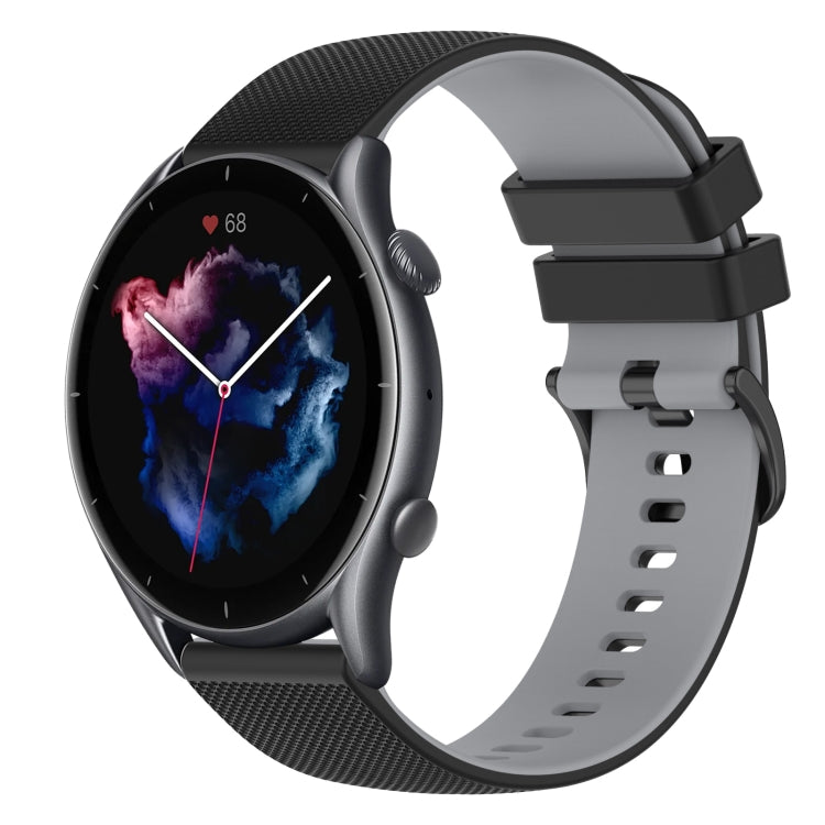 For Amazfit GTR 3 22mm Checkered Two-Color Silicone Watch Band