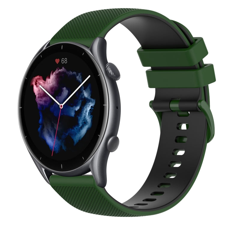 For Amazfit GTR 3 22mm Checkered Two-Color Silicone Watch Band